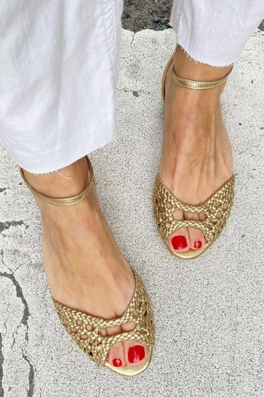 Evangelina | Sandalias Tejidas con Correa al Tobillo