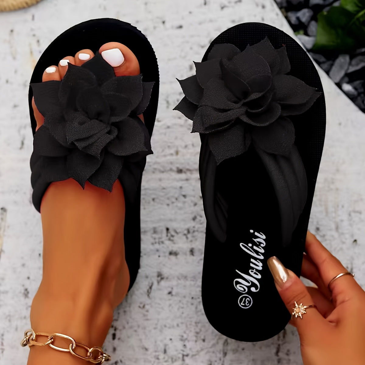 Sandra | Sandalias Flor Elegante
