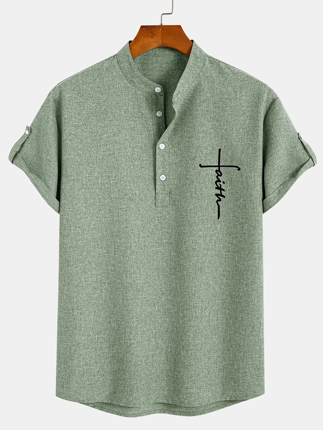 Camisa elegante de manga corta y cuello alto