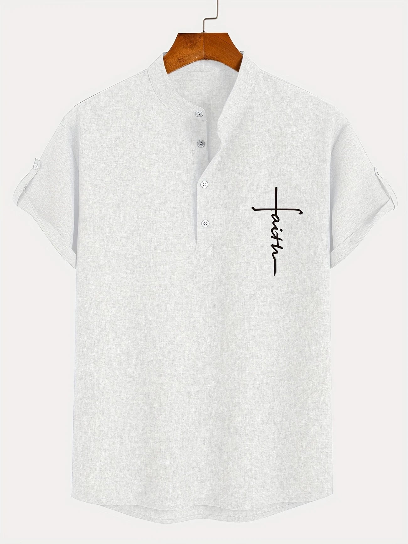 Camisa elegante de manga corta y cuello alto