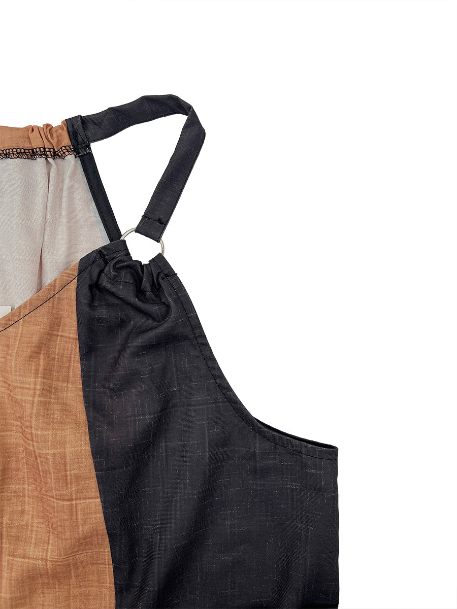 Lucía | Vestido Largo con Cuello Halter, Estampado de Leopardo y Detalles Asimétricos
