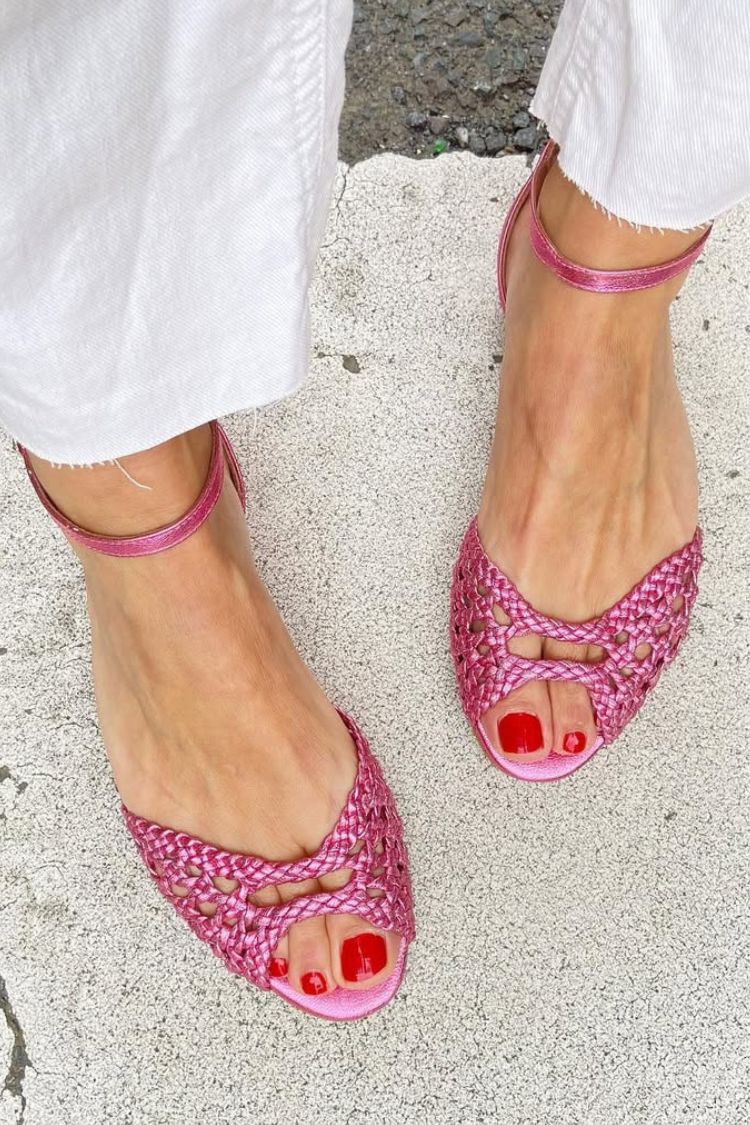 Evangelina | Sandalias Tejidas con Correa al Tobillo