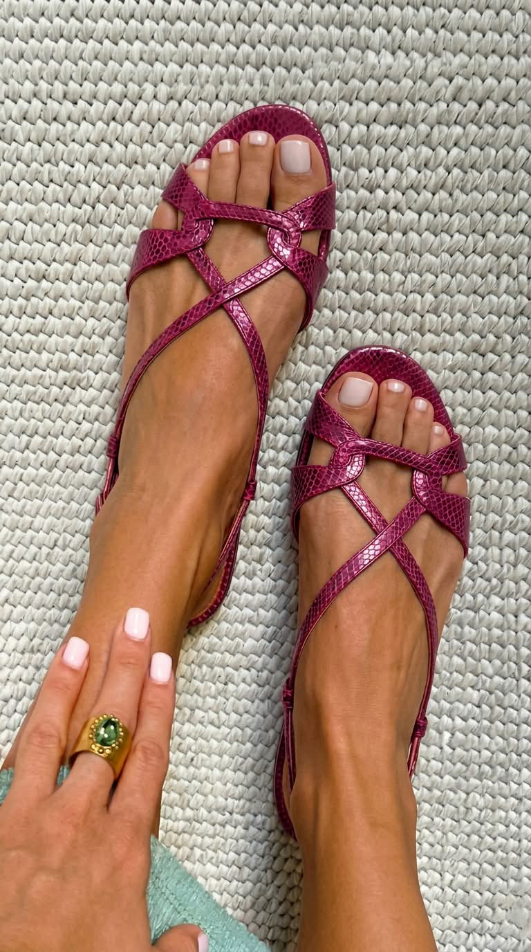 Rebeca | Sandalias Planas Efecto Piel de Serpiente
