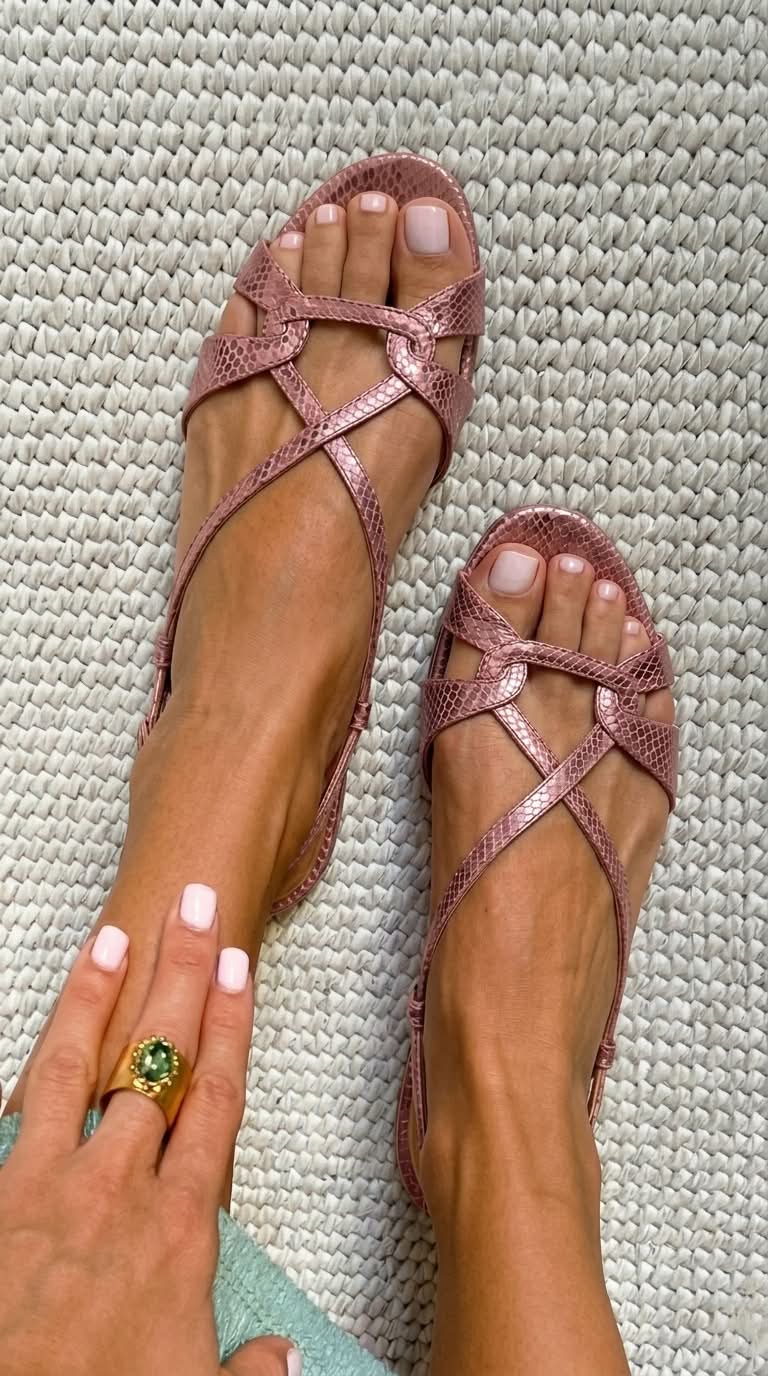 Rebeca | Sandalias Planas Efecto Piel de Serpiente