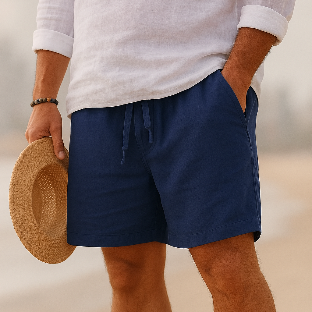 Pantalones cortos elegantes de lino con cintura elástica