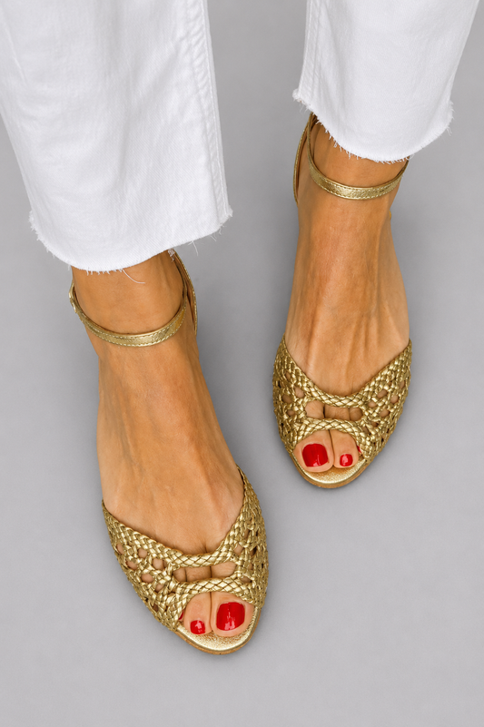 Evangelina | Sandalias Tejidas con Correa al Tobillo