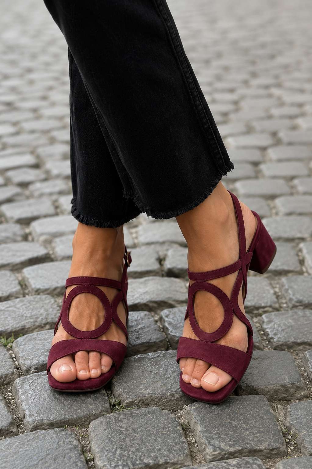 Yaretzi | Sandalias de Punta Cuadrada con Calado Circular