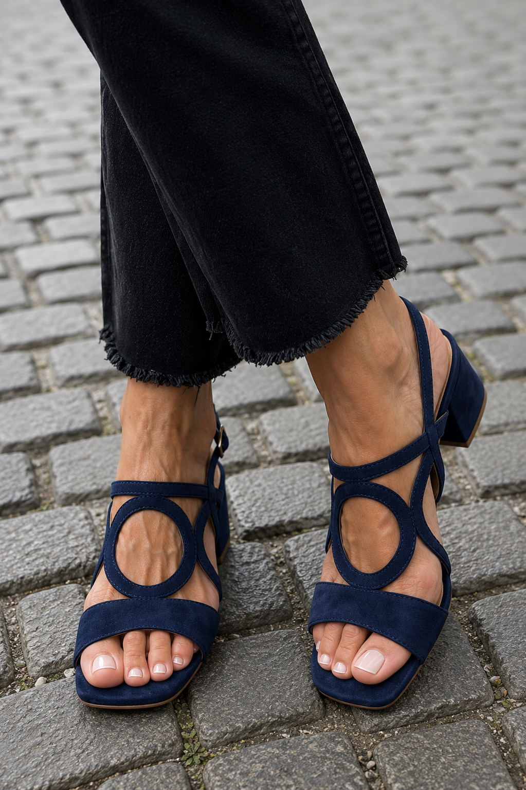 Yaretzi | Sandalias de Punta Cuadrada con Calado Circular