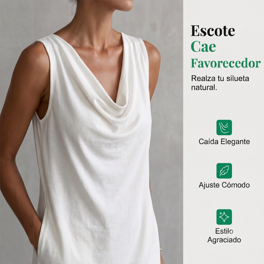 Alba | Vestido con Cuello Barco, Sin Mangas, Bolsillos Laterales, Versátil