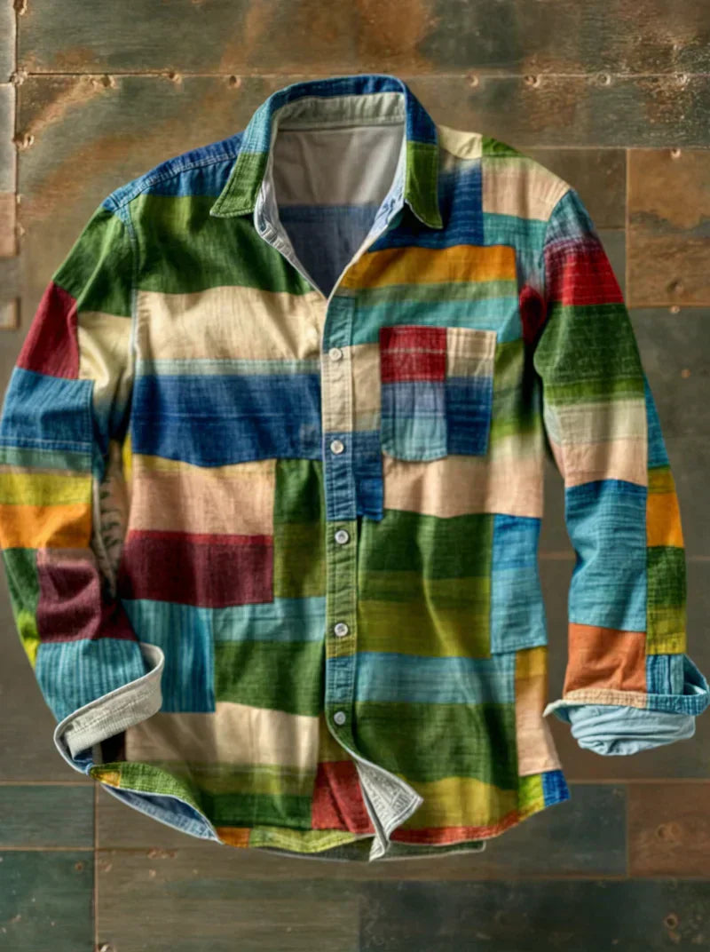Camisa de patchwork de alta gama – estilo único y corte cómodo