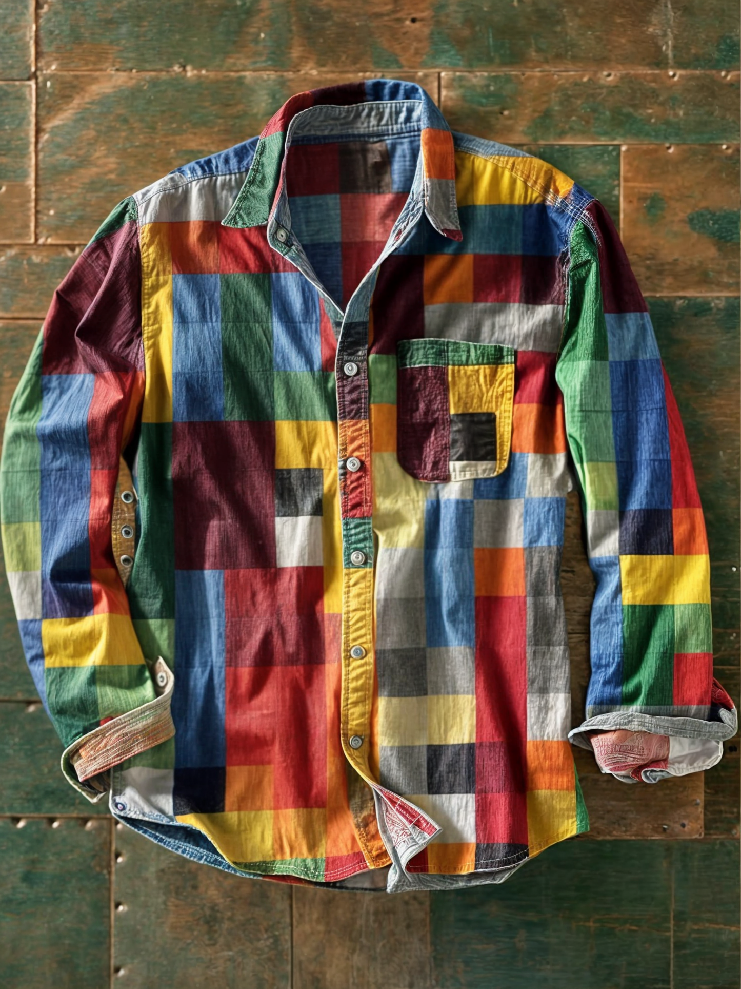 Camisa de patchwork de alta gama – estilo único y corte cómodo