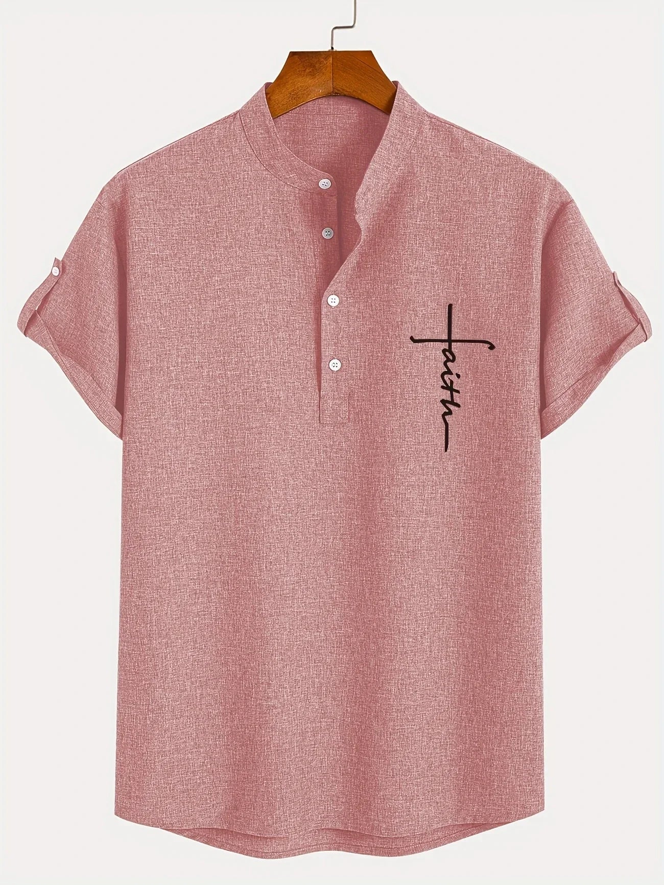Camisa elegante de manga corta y cuello alto