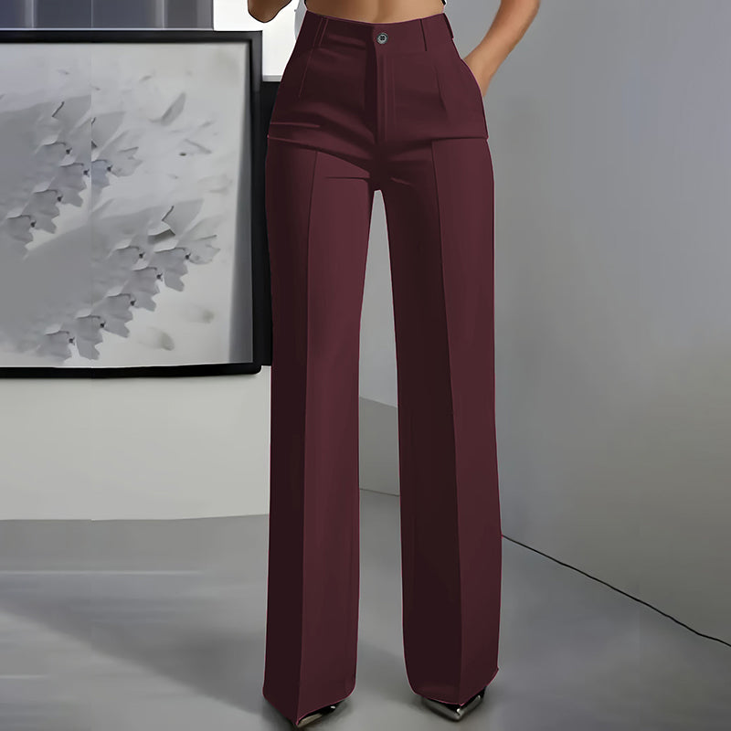 Pantalones elegantes de cintura alta para mujer