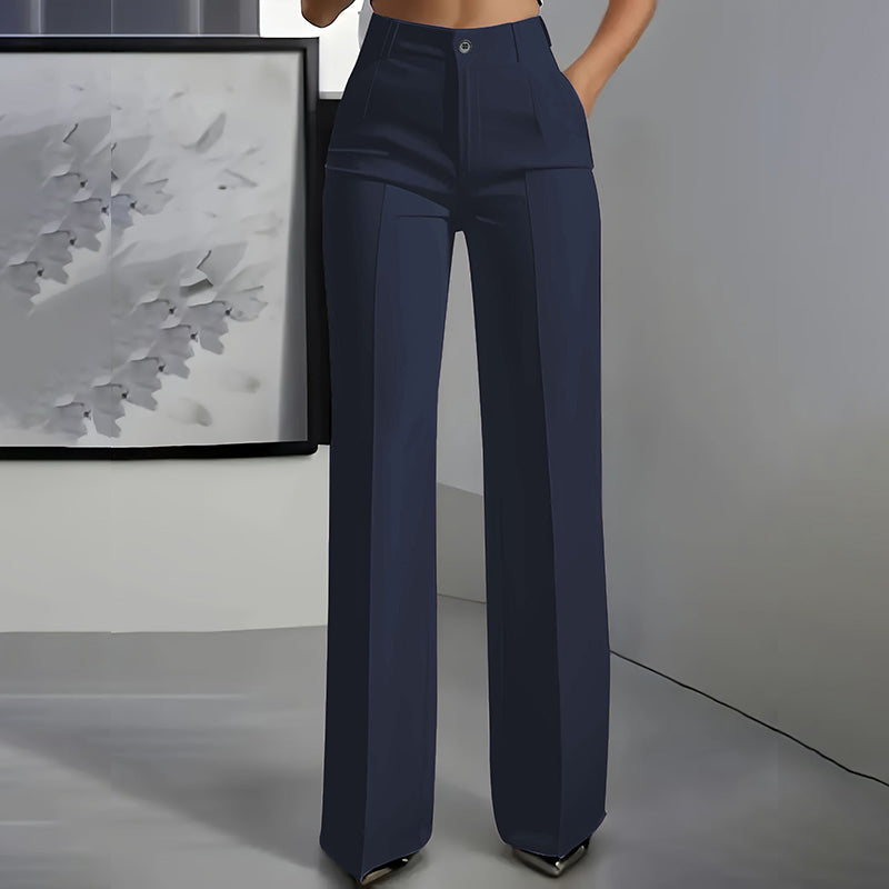 Pantalones elegantes de cintura alta para mujer