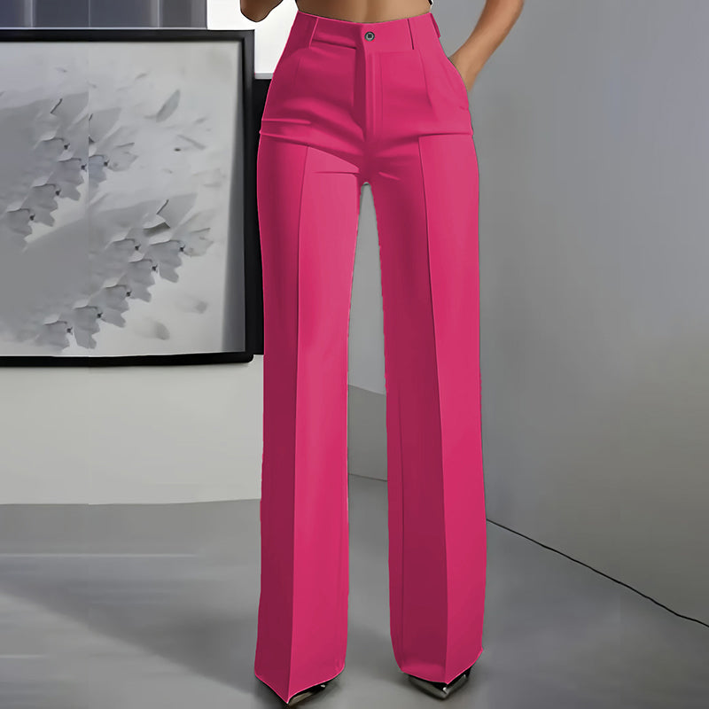 Pantalones elegantes de cintura alta para mujer