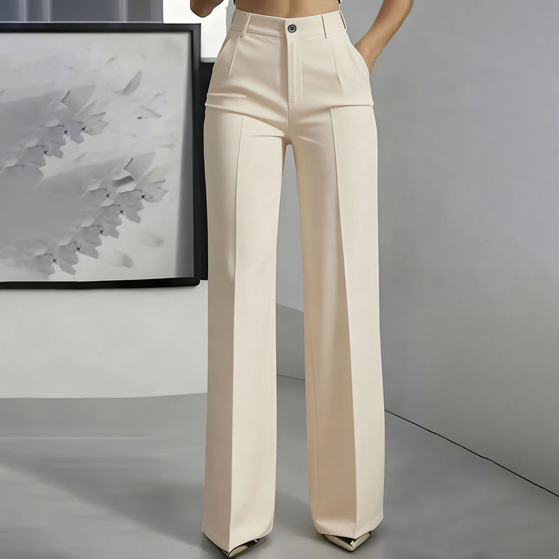 Pantalones elegantes de cintura alta para mujer