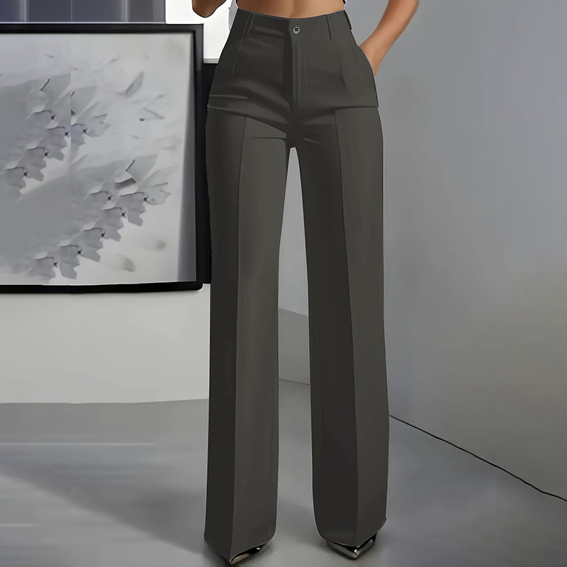 Pantalones elegantes de cintura alta para mujer